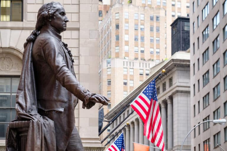 The,Statue,Of,George,Washington,At,The,Federal,Hall,In