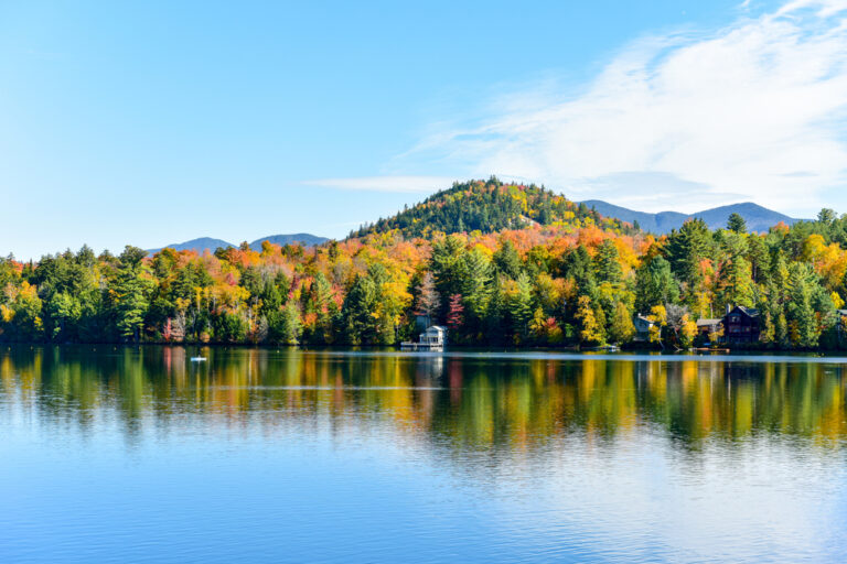 Adirondacks,Peak,Fall,Foliage,In,Lake,Placid,,New,York