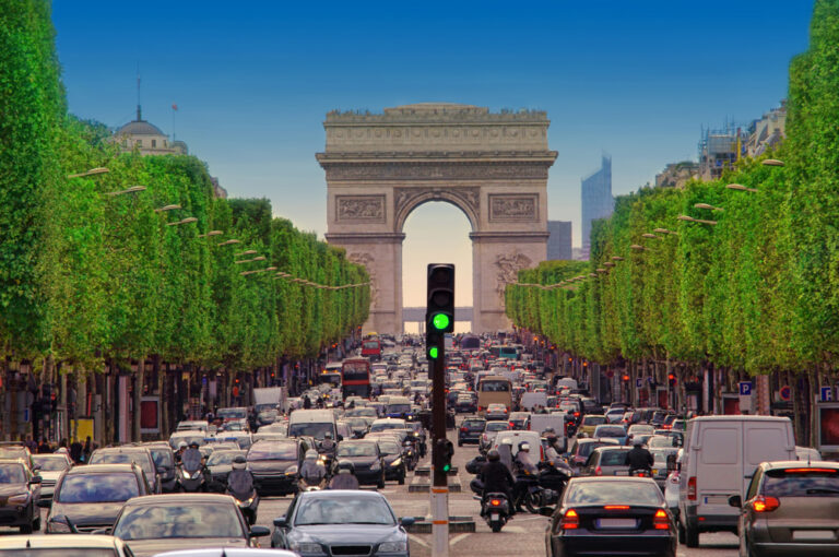 Traffic,Jam,With,Cars,In,Paris,City,,France