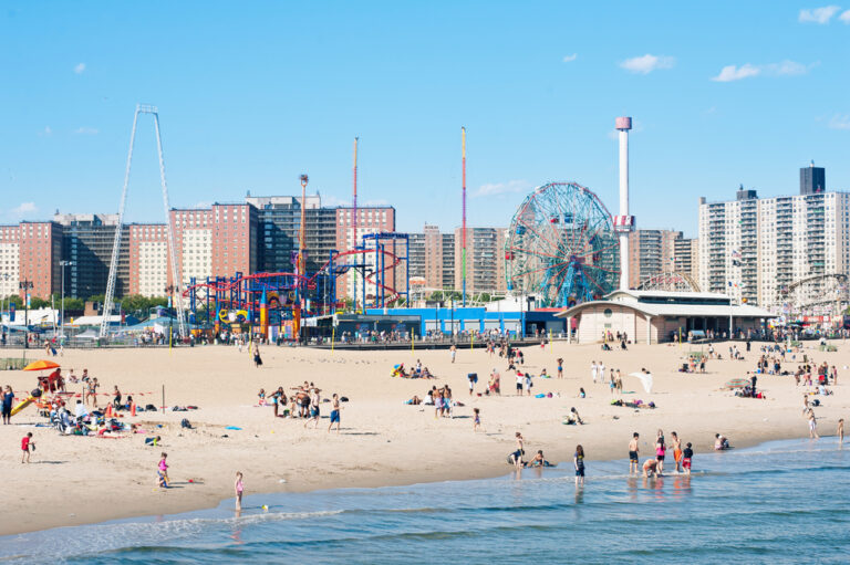 New,York,-,June,27:,People,On,The,Beach,On