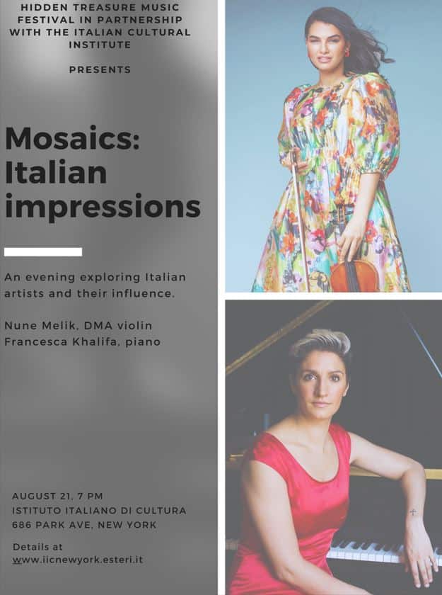 Mosaics: Italian Impressions concerto all'istituto italiano di cultura di new york