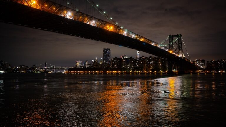 The,View,Of,Williamsburg,Bridge,At,Night