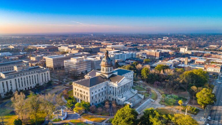 Drone,Aerial,View,Of,Downtown,Columbia,,South,Carolina,,Usa