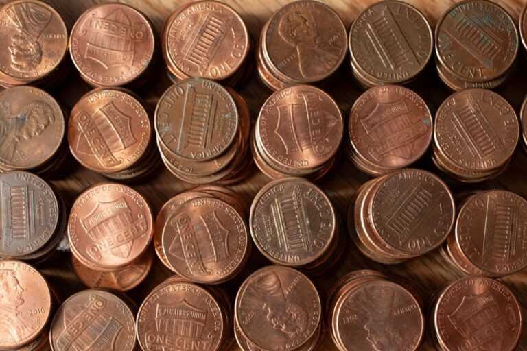 A,Top,Down,View,Of,Stacks,Of,United,States,Pennies