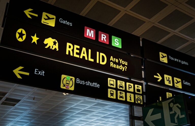 Illuminated,Airport,Signage,Displaying,The,Real,Id,Compliance,,Reminding,Passengers