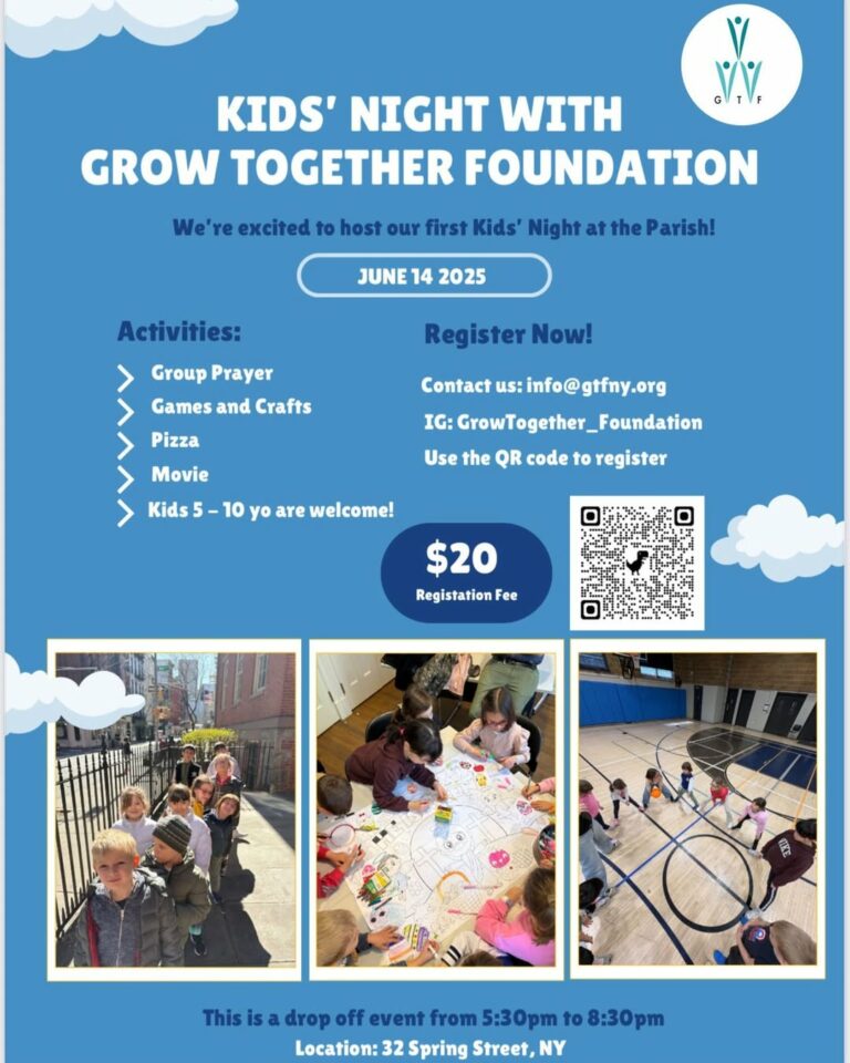 🎉✨ Parents, mark your calendars! ✨🎉We’re hosting our first-ever Kids’ Night at the Parish — and it’s going to be a night to remember! 💫🗓️ June 14, 2025📍 32 Spring Street, NY⏰ Drop-off- 5-30pm – 8-30pm👧🧒 Age