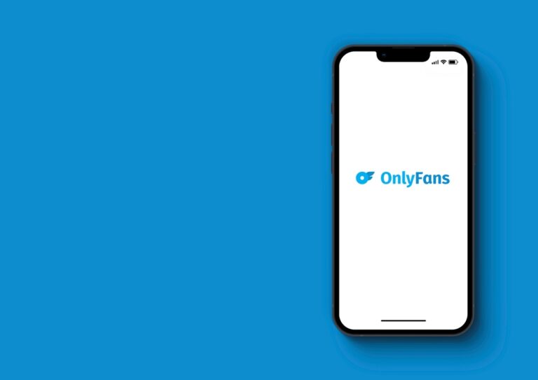 Onlyfans,App,On,The,Smartphone,Iphone,Screen.,Blue,Background