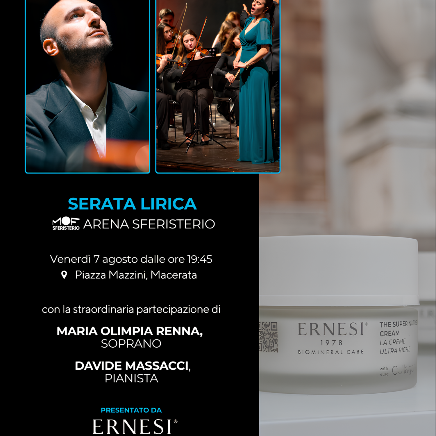Il 7 agosto ERNESI 1978 celebra la lirica a Macerata: un’esclusiva esibizione con la soprano Maria Olimpia Renna e il pianista Davide Massacci