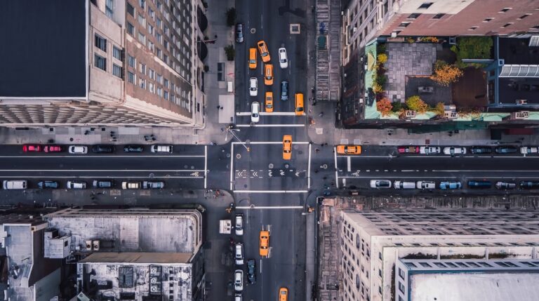 Aerial,View,Of,Midtown,Manhattan,At,Sunset,With,A,View