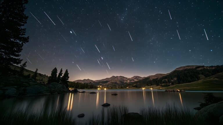 Perseids,Meteor,Shower,And,The,Milky,Way,Silhouette,In,The